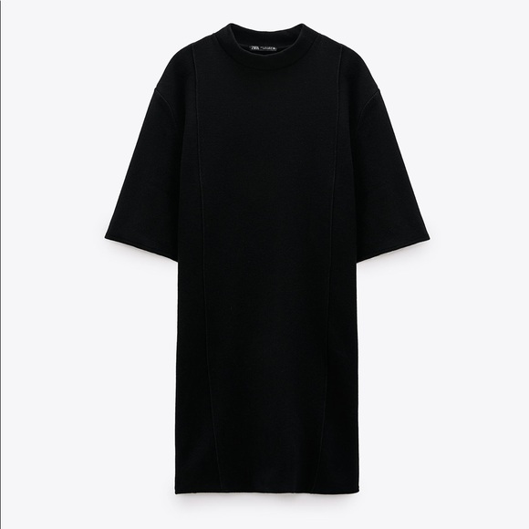ZARA Textured Weave Dress Black - Picture 2 of 10